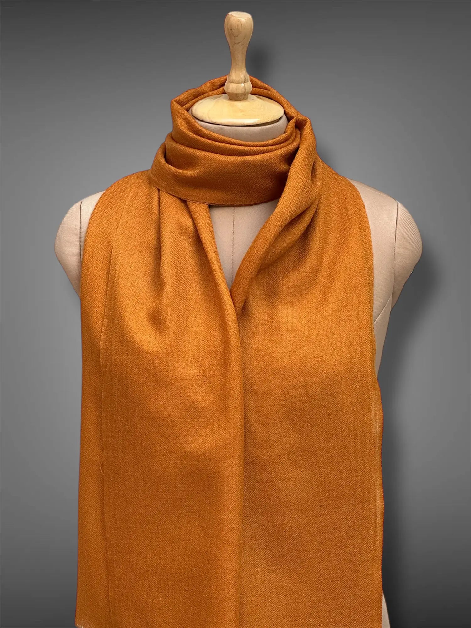 pashmina kashmiri golden mustard stole,  muffler close up 2