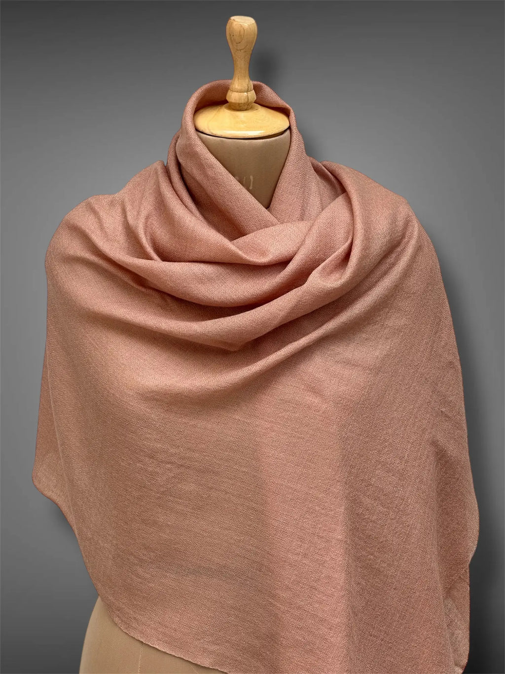 pashmina kashmiri natural brown stole,  front close up