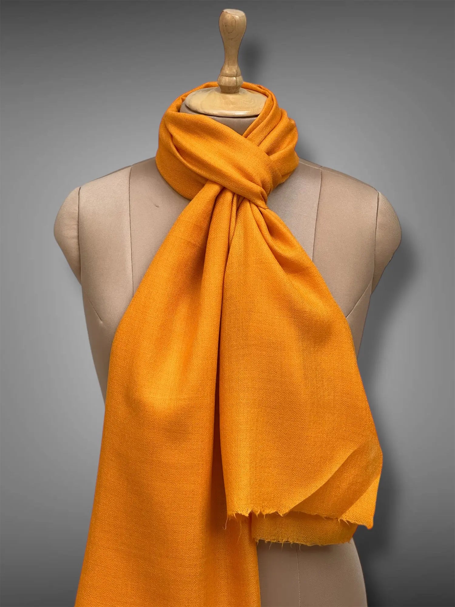 pashmina kashmiri rich saffron stole,  muffler close up
