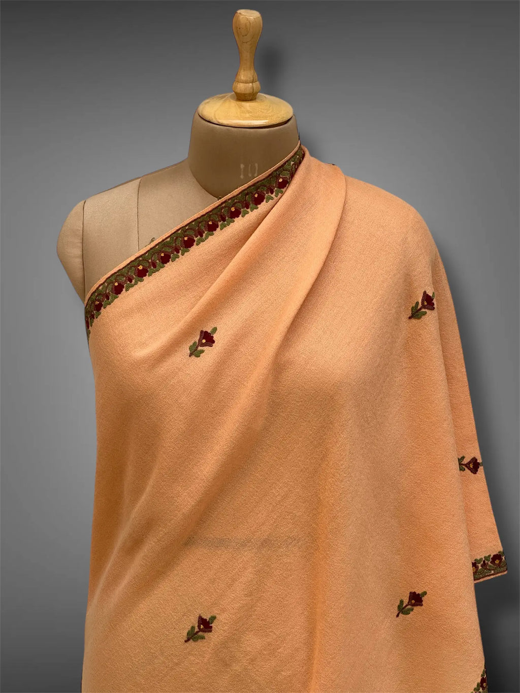 pashmina kashmiri soft apricot stole,  front close up