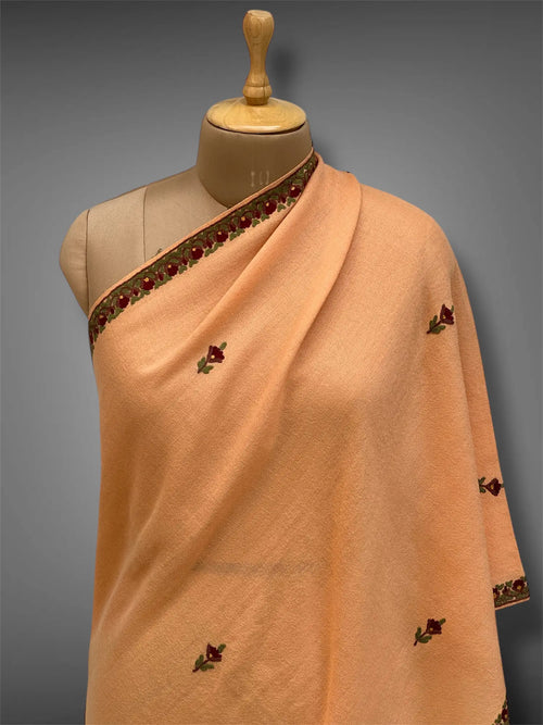 pashmina kashmiri soft apricot stole,  front close up