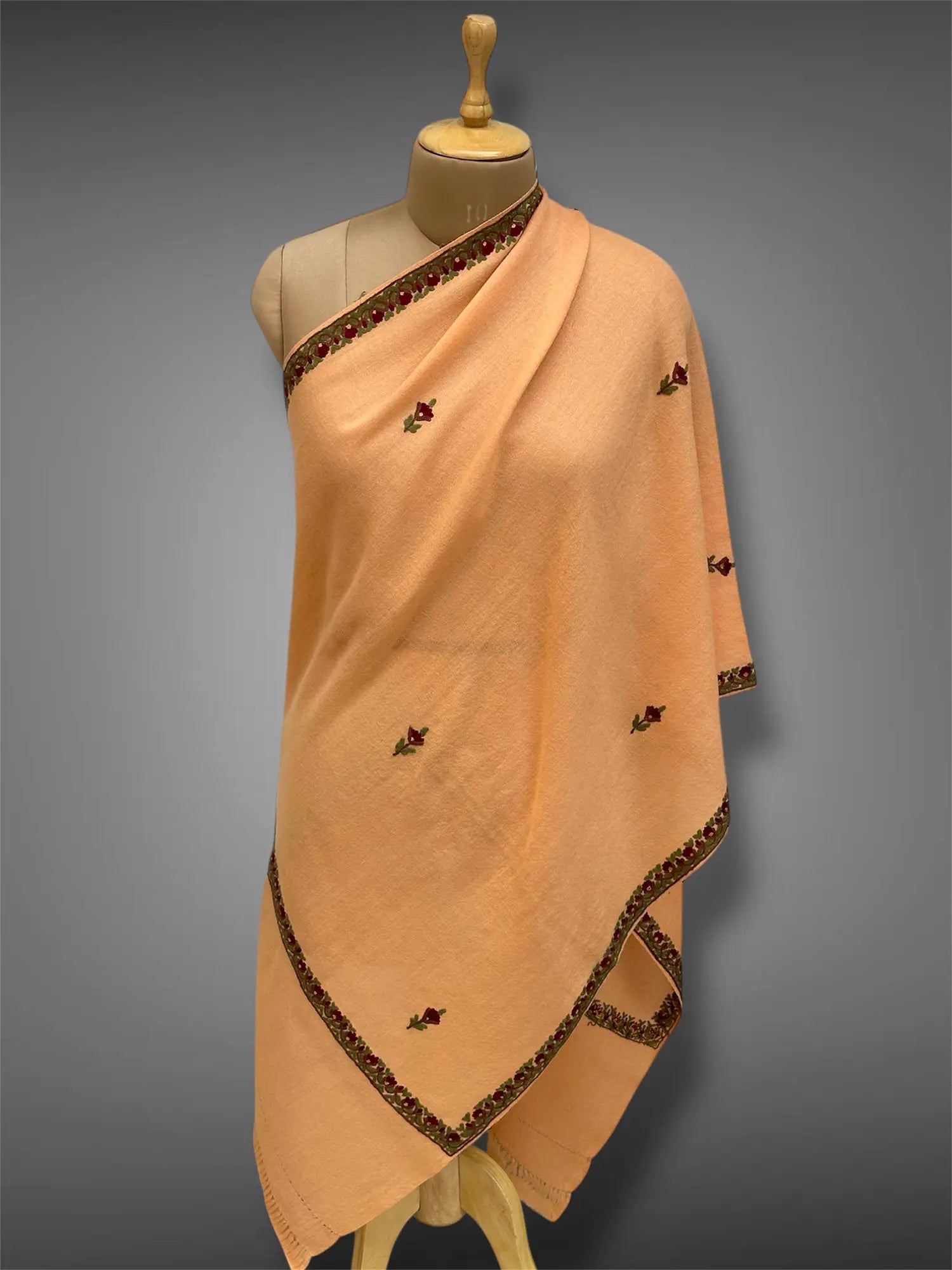 pashmina kashmiri soft apricot stole,  front full