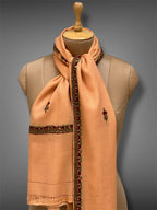 pashmina kashmiri soft apricot stole,  muffler close