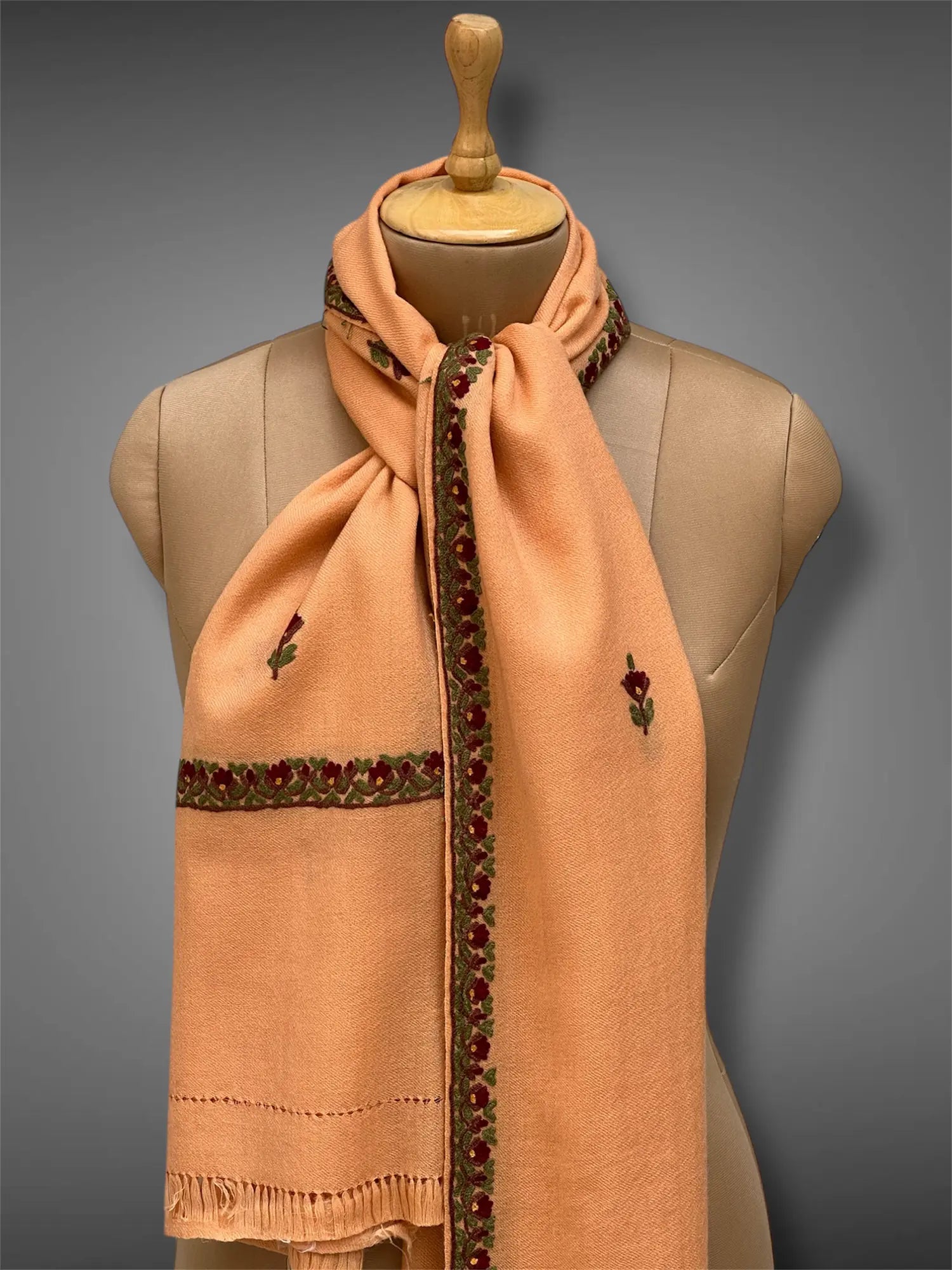 pashmina kashmiri soft apricot stole,  muffler close