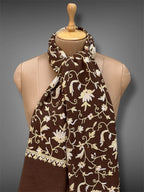pashmina kashmiri cocoa brown stole,  muffler close up