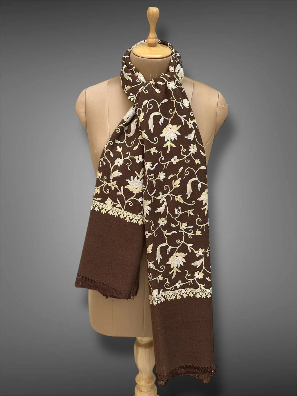 pashmina kashmiri cocoa brown stole,  muffler full