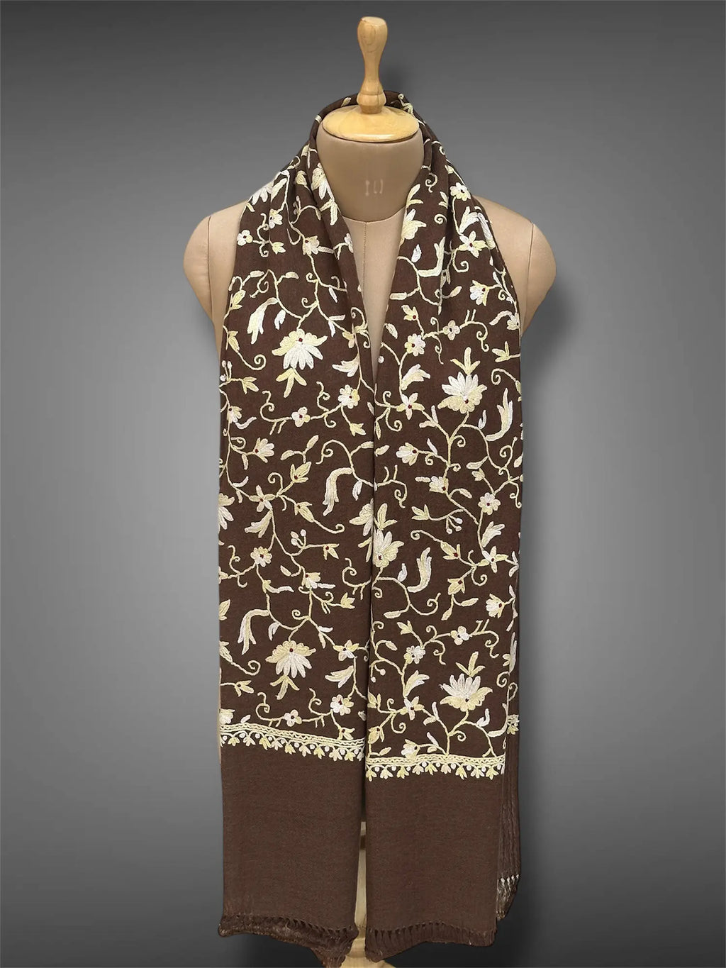 pashmina kashmiri cocoa brown stole,  muffler full 2