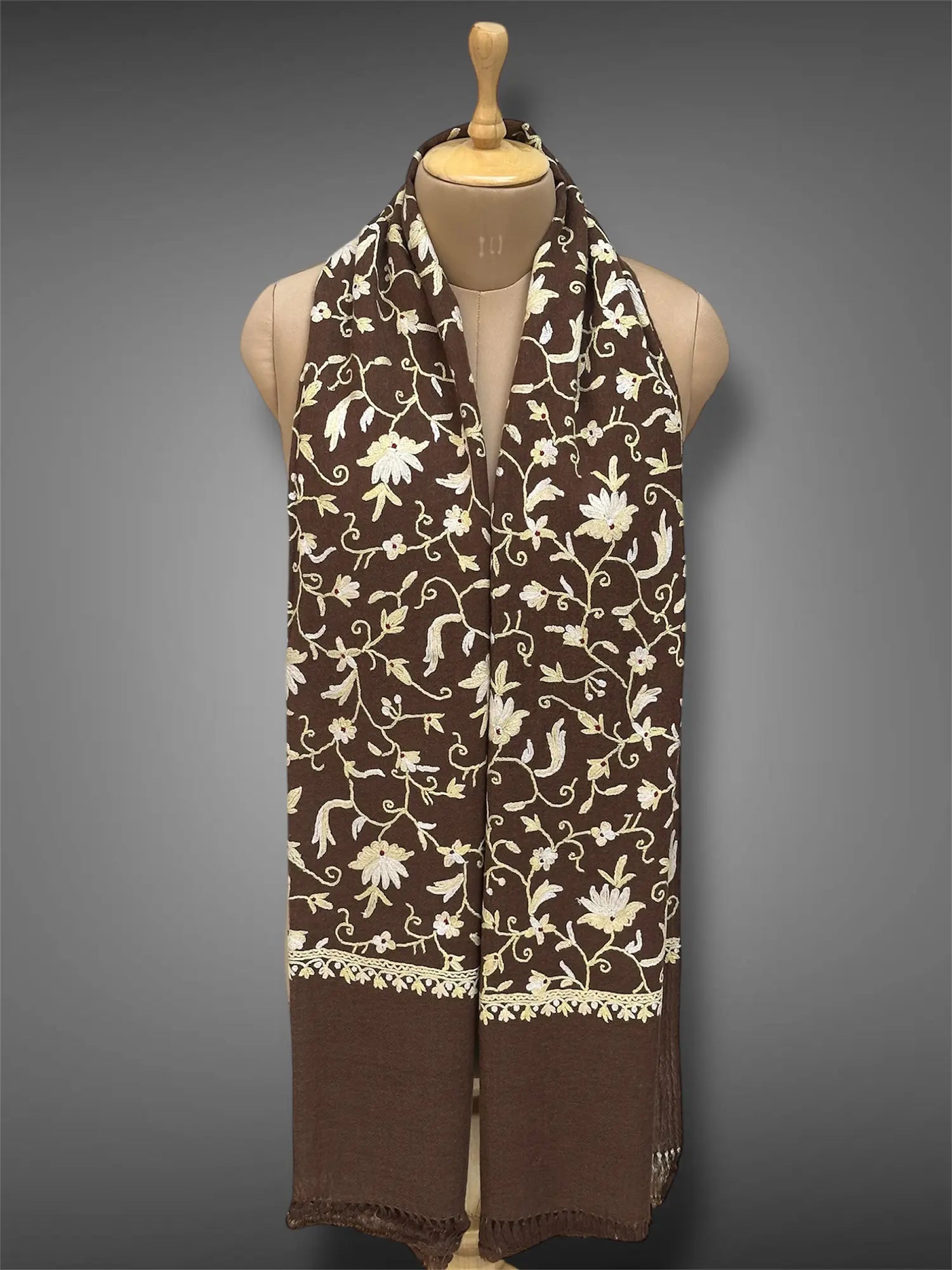 pashmina kashmiri cocoa brown stole,  muffler full 2
