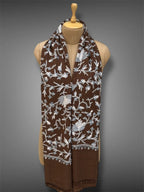 pashmina kashmiri dark brown stole,  muffler full