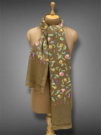 pashmina kashmiri olive brown stole,  muffler full 2