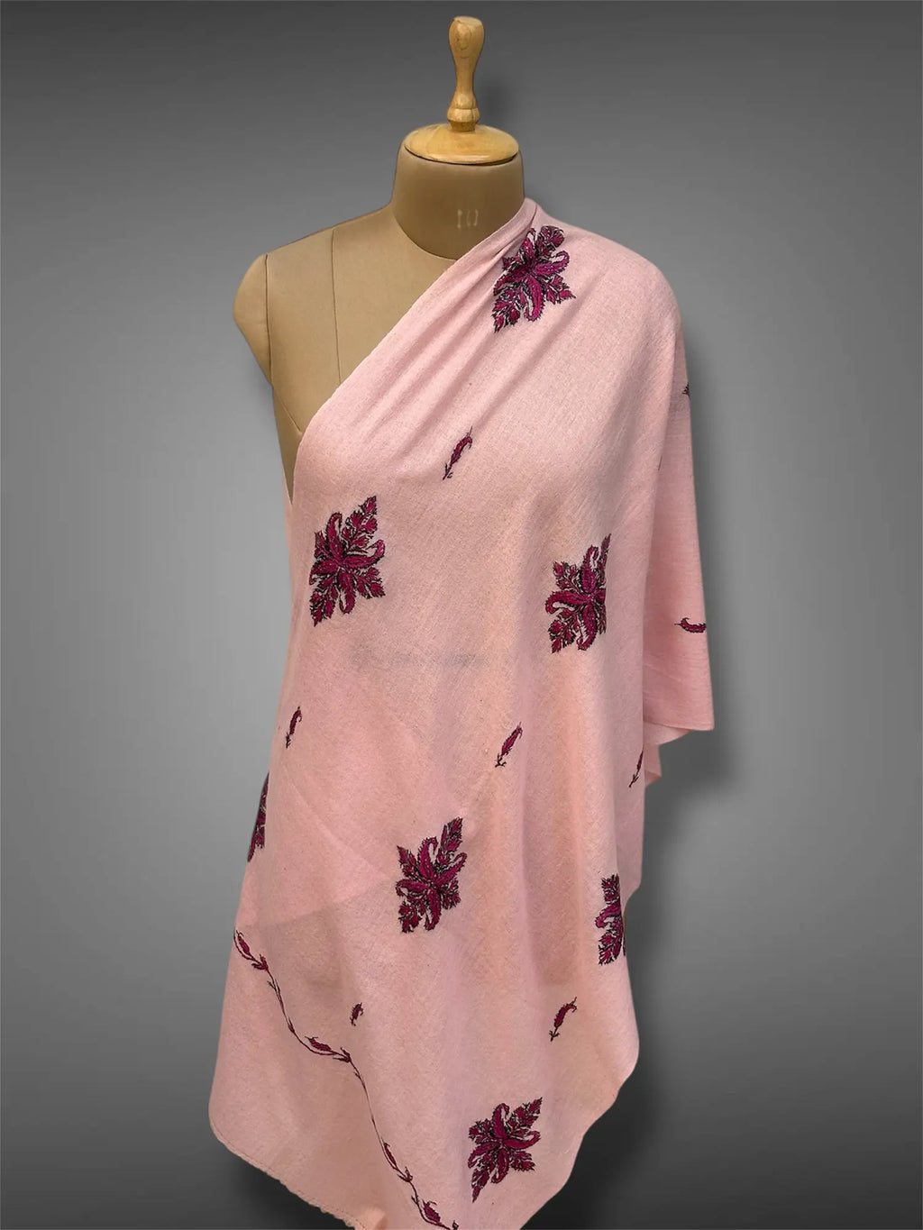 aksi pashmina kashmiri blush pink stole,  front full 2