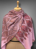 aksi Jama pashmina kashmiri baby pink stole,  both side close up