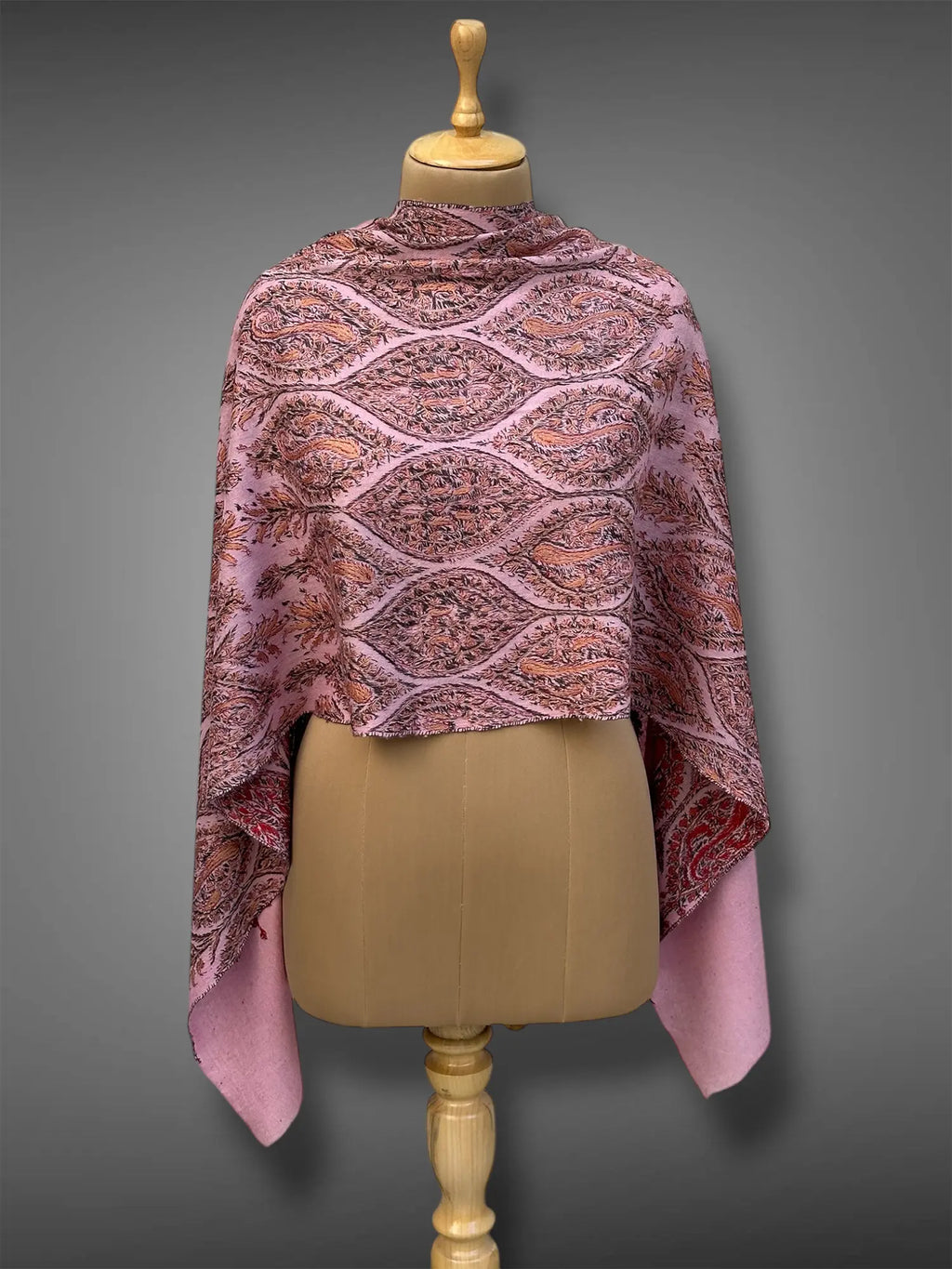 aksi Jama pashmina kashmiri baby pink stole,  front full