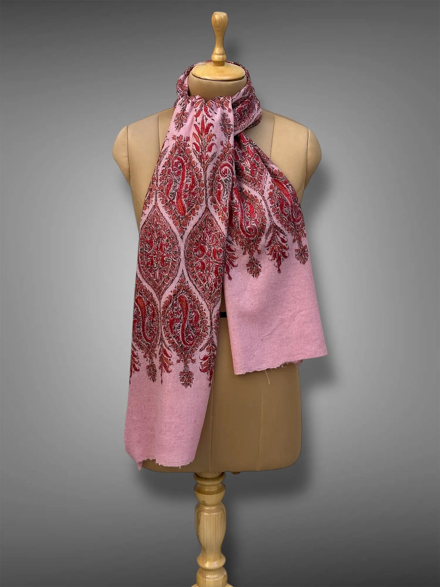 aksi Jama pashmina kashmiri baby pink stole,  muffler back full