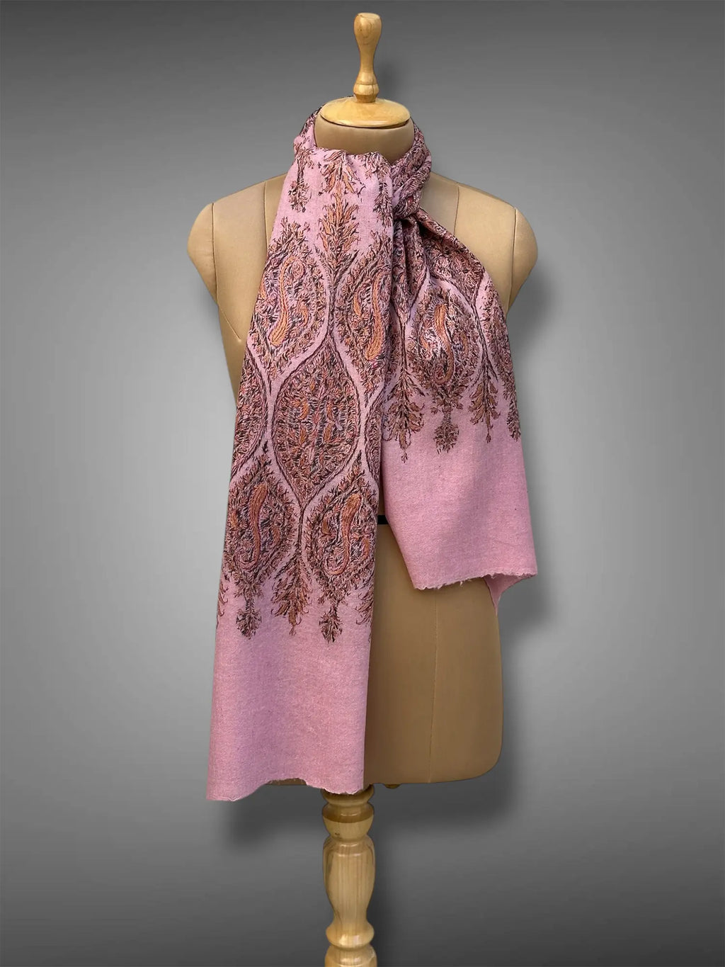 aksi Jama pashmina kashmiri baby pink stole,  muffler front full