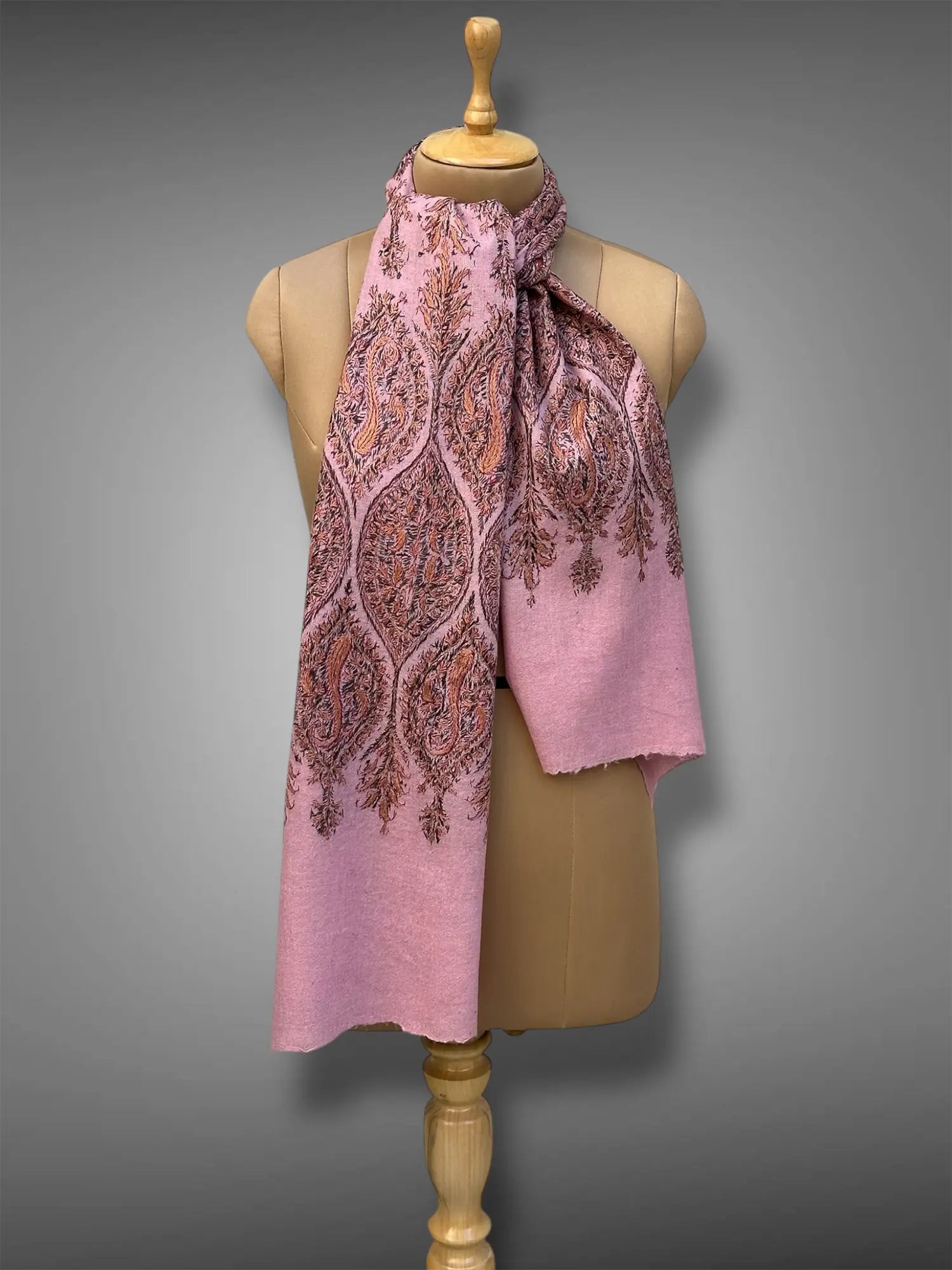 aksi Jama pashmina kashmiri baby pink stole,  muffler front full