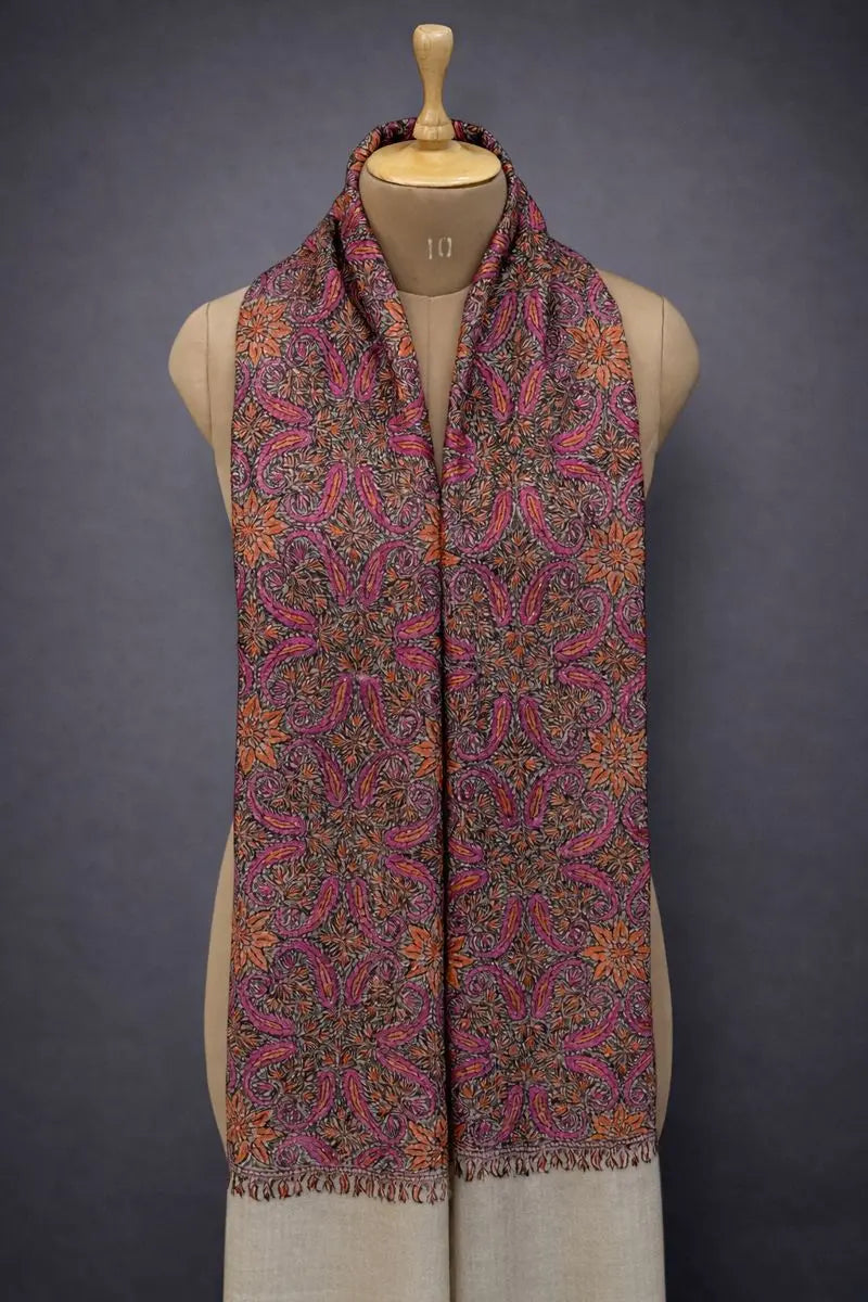 aksi Jama pashmina kashmiri ivory stole,  muffler back full