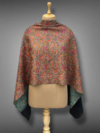 aksi Jama pashmina kashmiri black stole,  front full