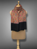 aksi Jama pashmina kashmiri black stole,  front full 2