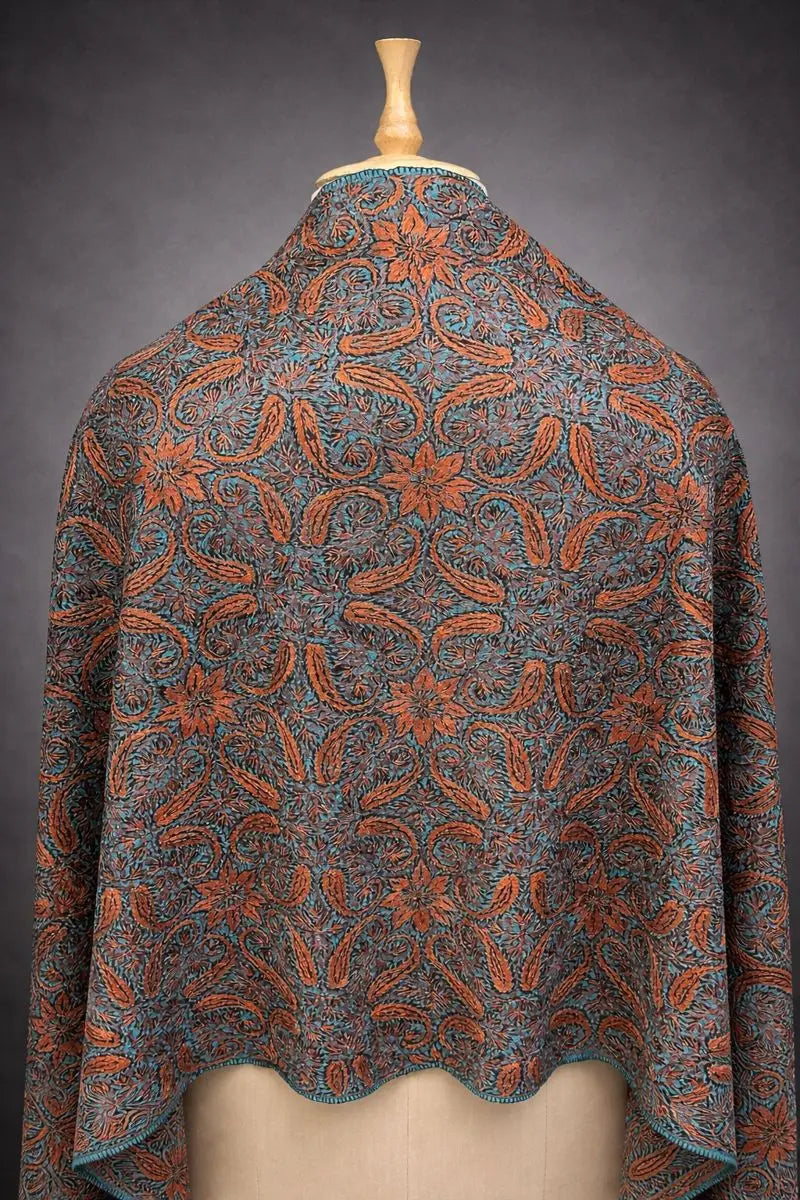 aksi Jama pashmina kashmiri blue stole,  back full