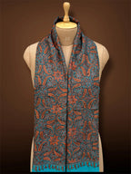 aksi Jama pashmina kashmiri blue stole,  back close up