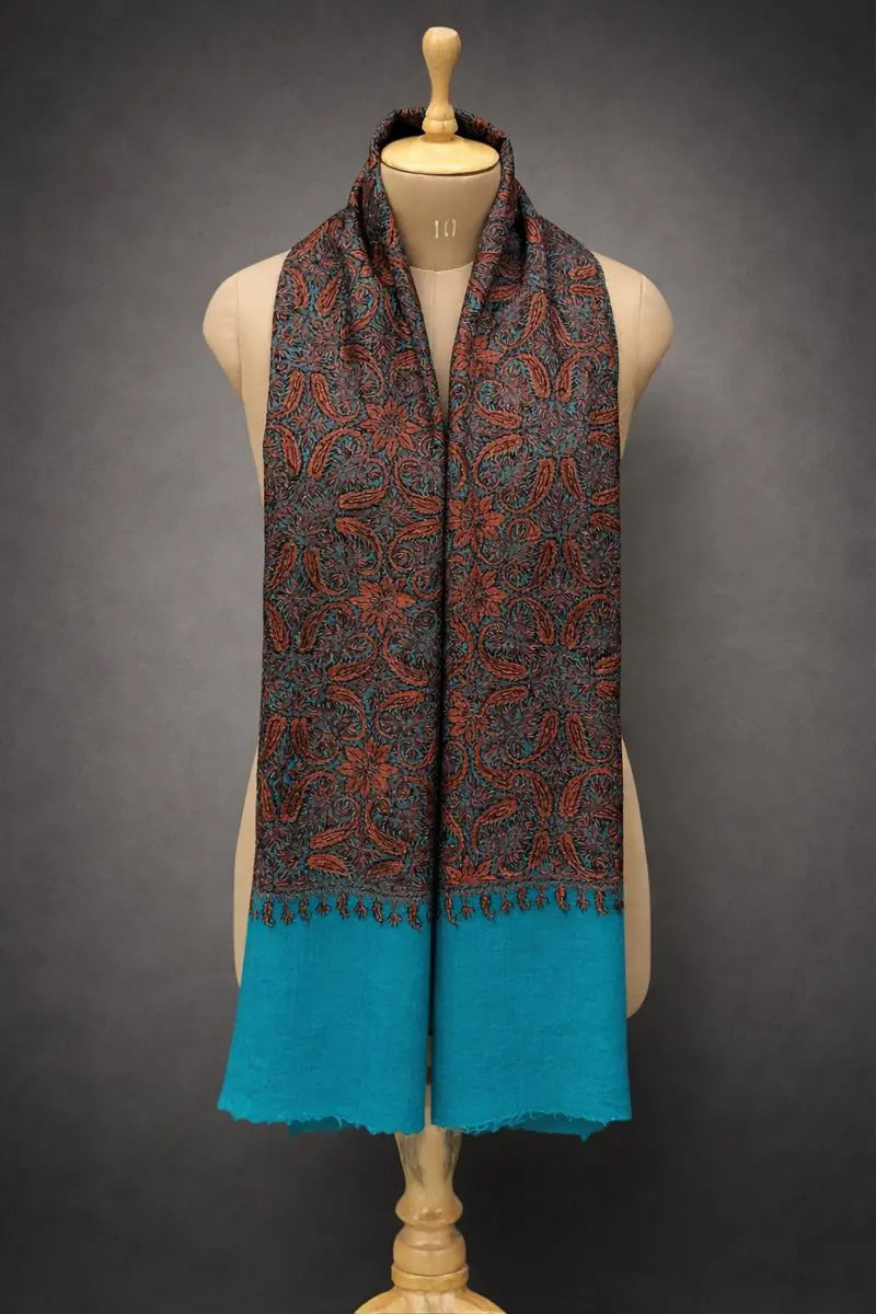 aksi Jama pashmina kashmiri blue stole,  back full