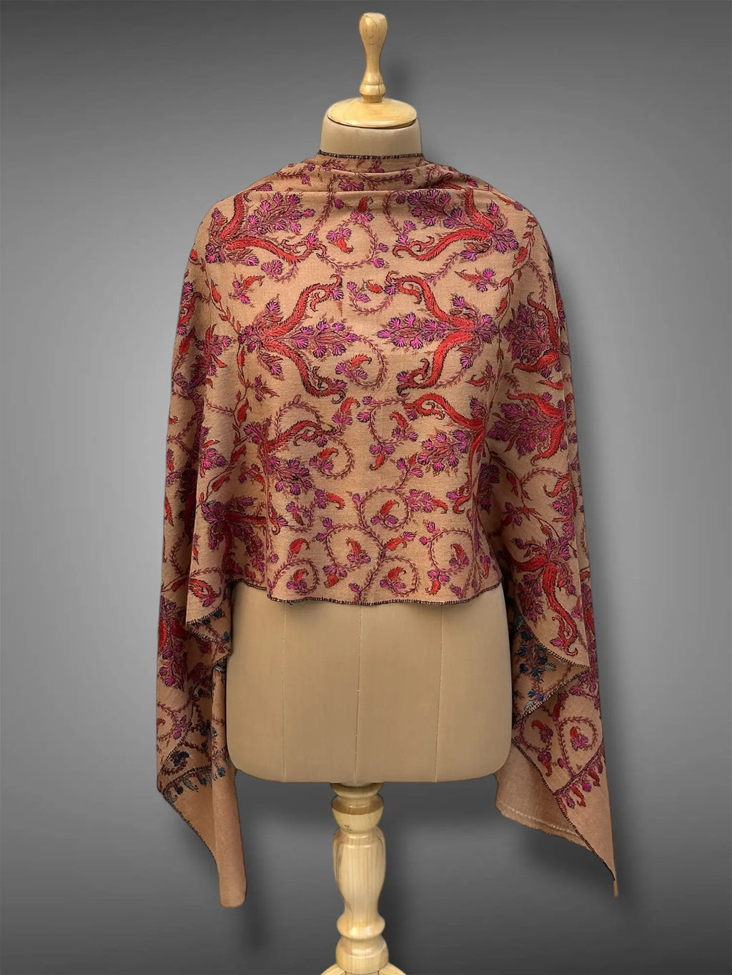 aksi Jama pashmina kashmiri brown stole,  back full