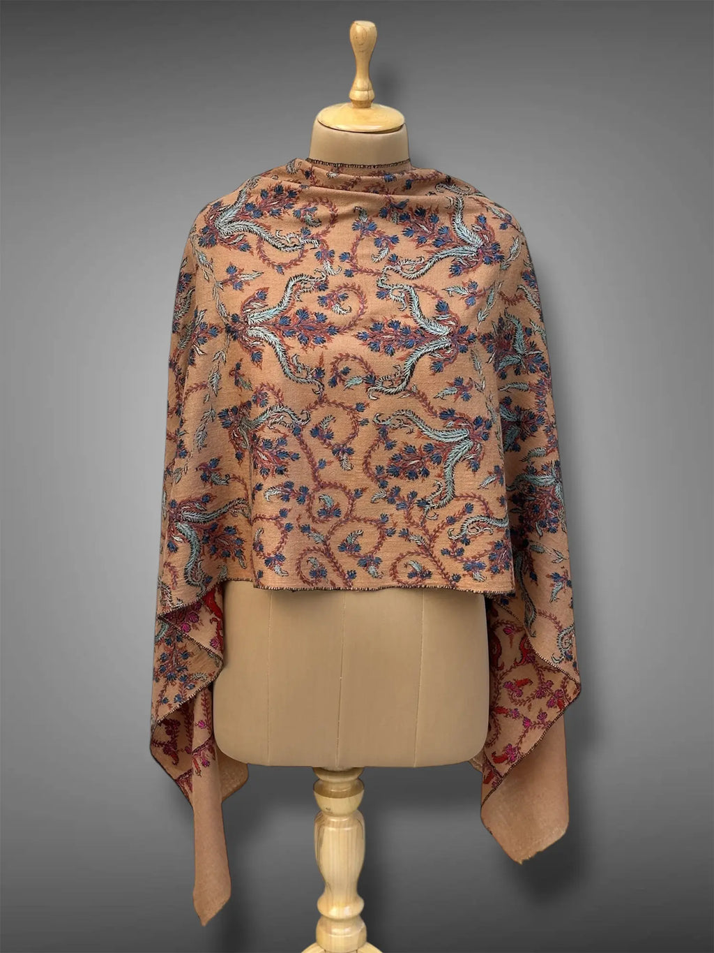 aksi Jama pashmina kashmiri brown stole,  front full