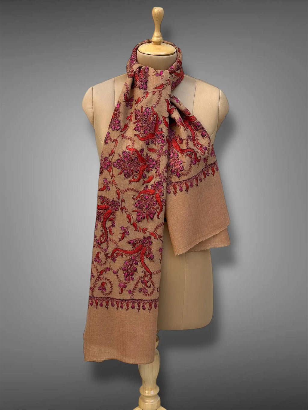 aksi Jama pashmina kashmiri brown stole,  muffler back full