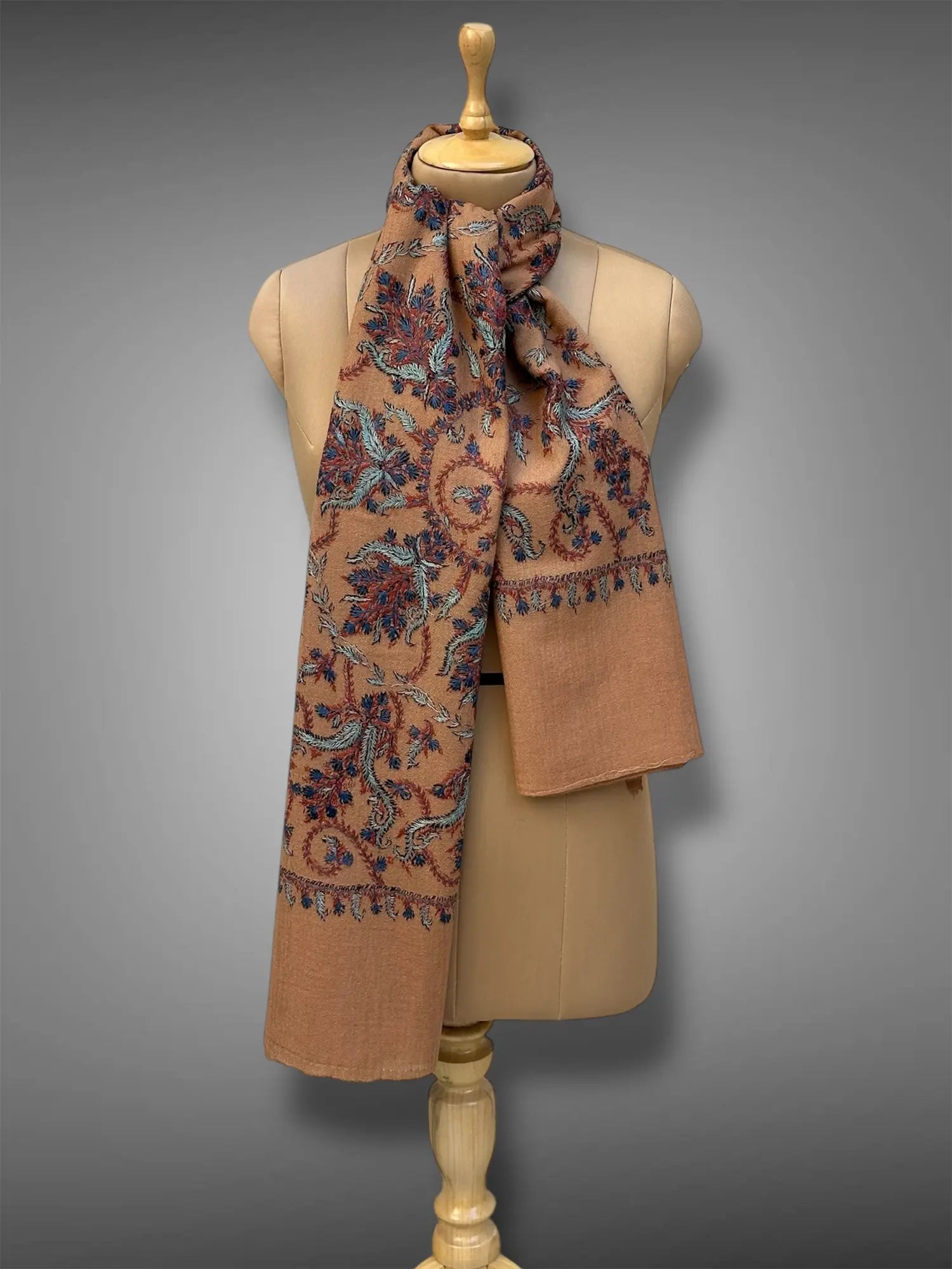 aksi Jama pashmina kashmiri brown stole,  muffler front full