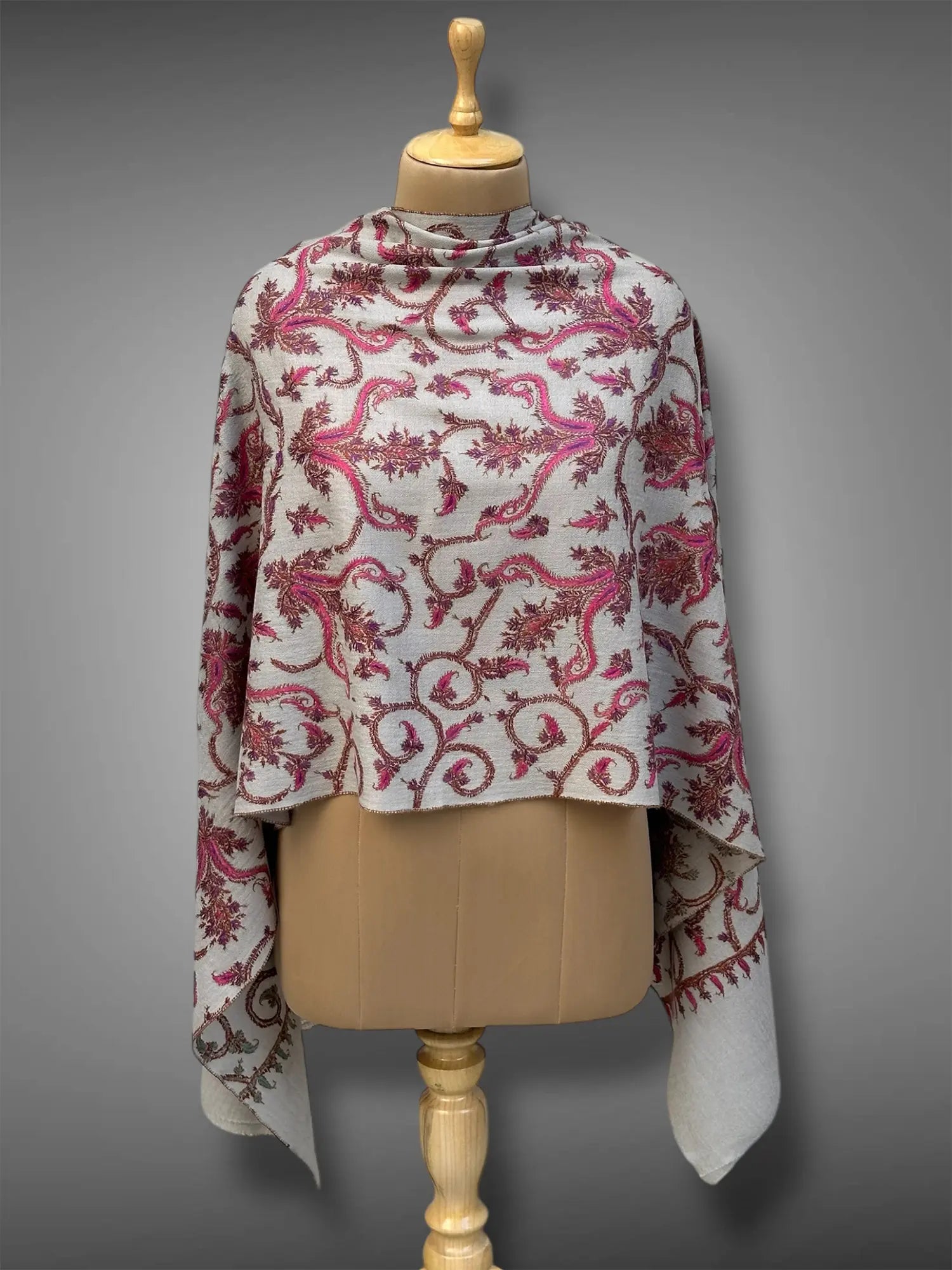 aksi Jama pashmina kashmiri gray stole,  back full