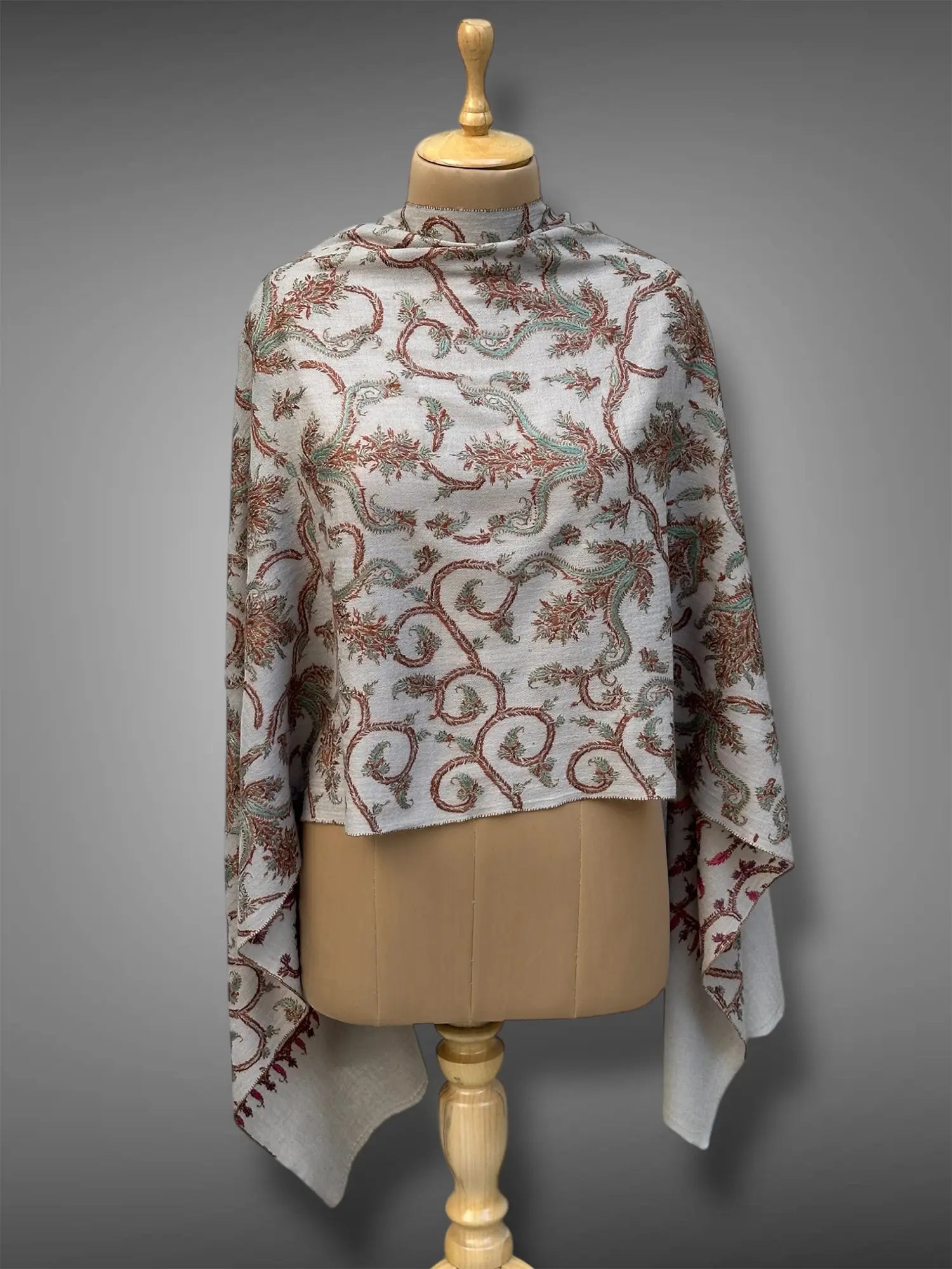 aksi Jama pashmina kashmiri gray stole,  front full