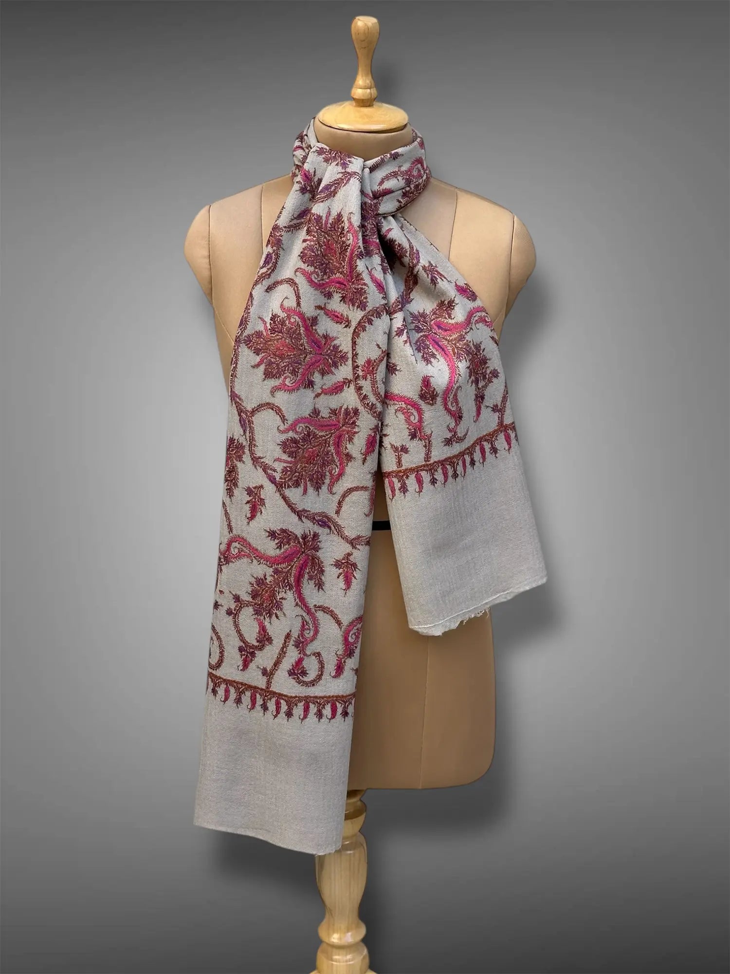 aksi Jama pashmina kashmiri gray stole,  muffler back full