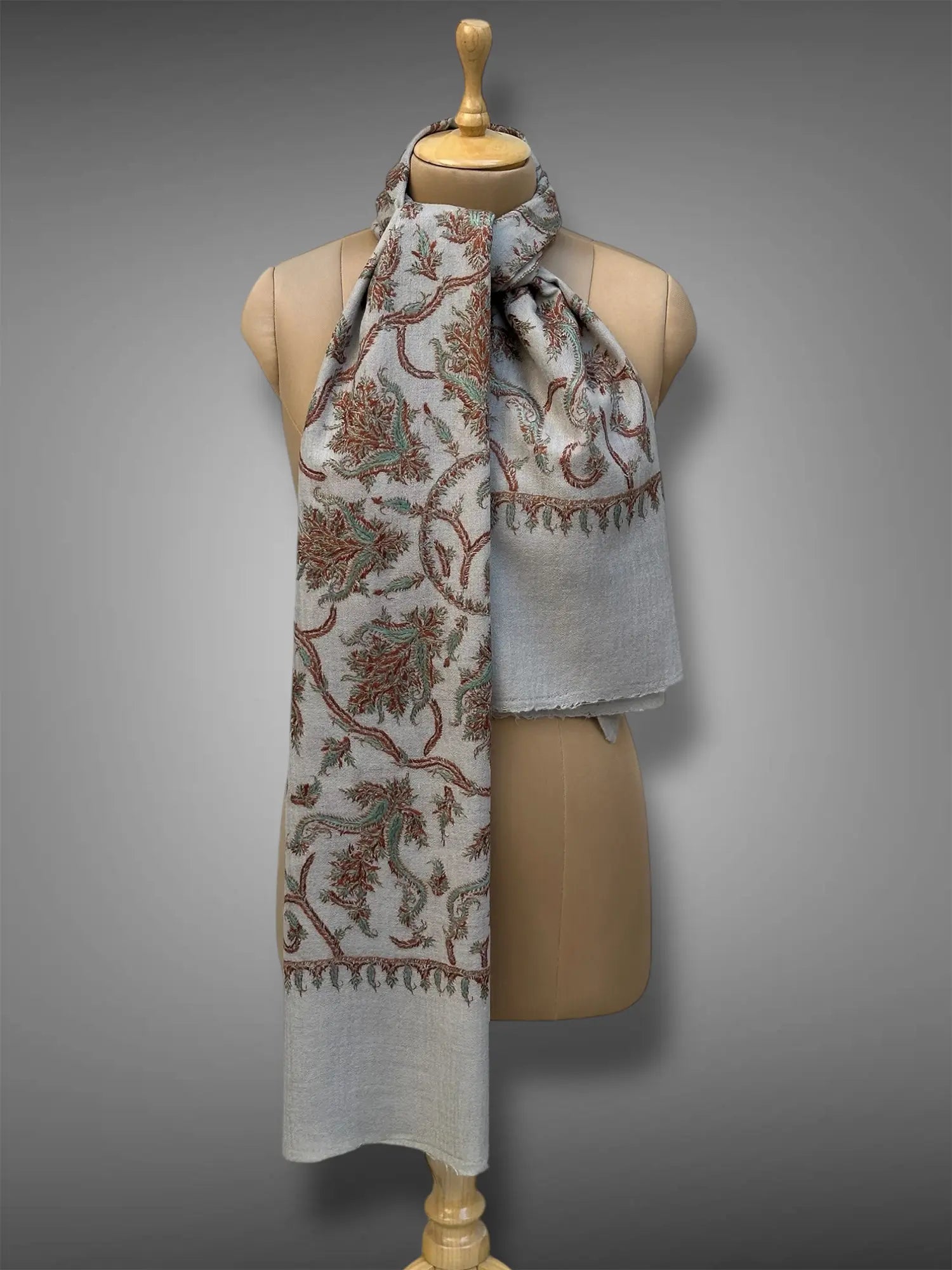 aksi Jama pashmina kashmiri gray stole,  muffler front full