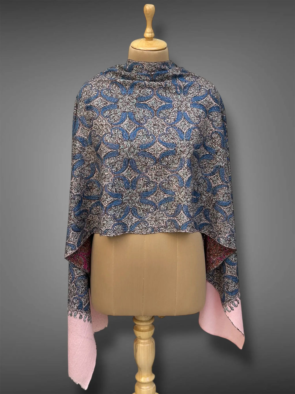 aksi Jama pashmina kashmiri natural white stole,  back full