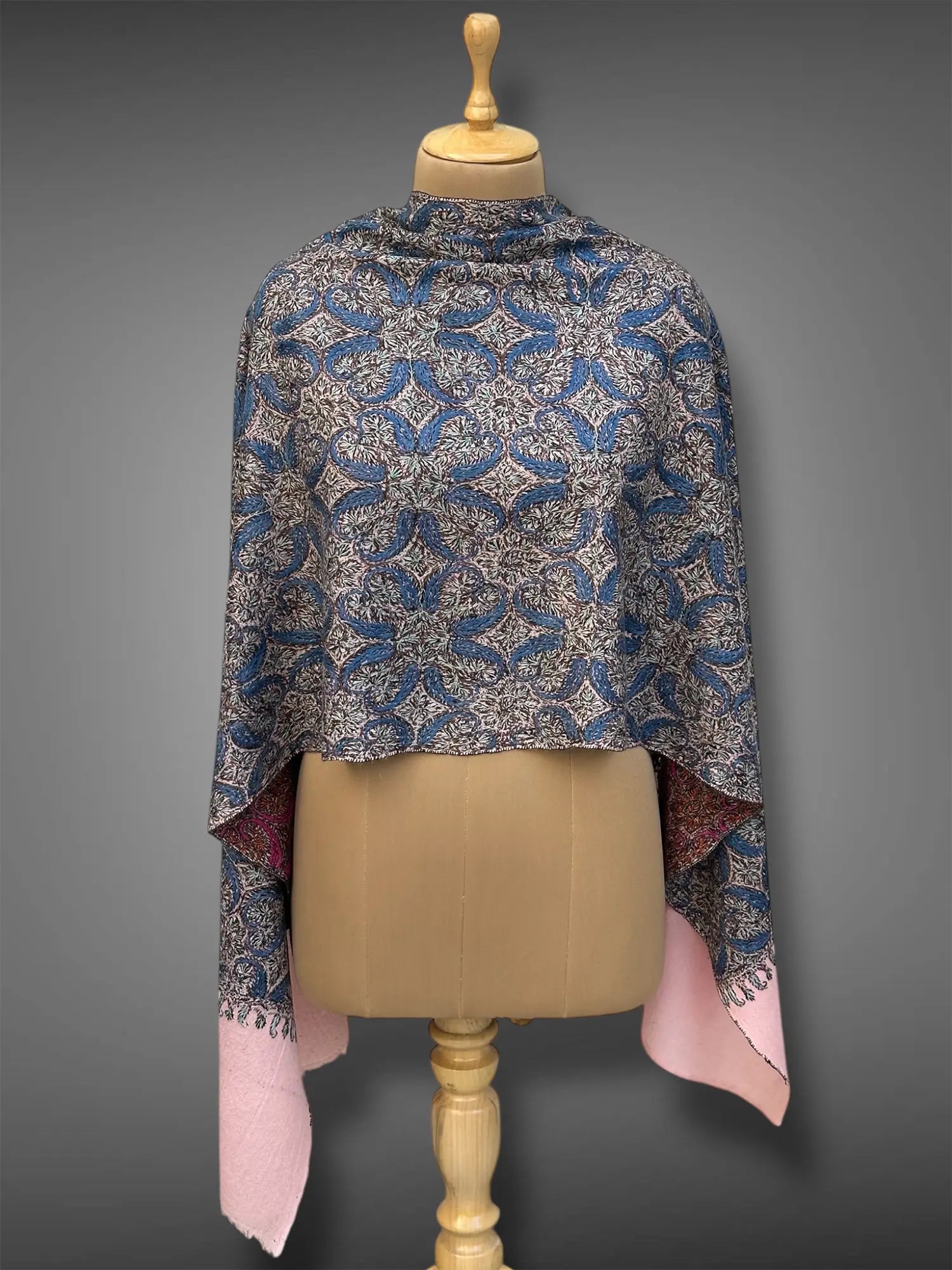 aksi Jama pashmina kashmiri natural white stole,  back full