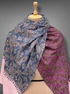 aksi Jama pashmina kashmiri natural white stole,  both side close up