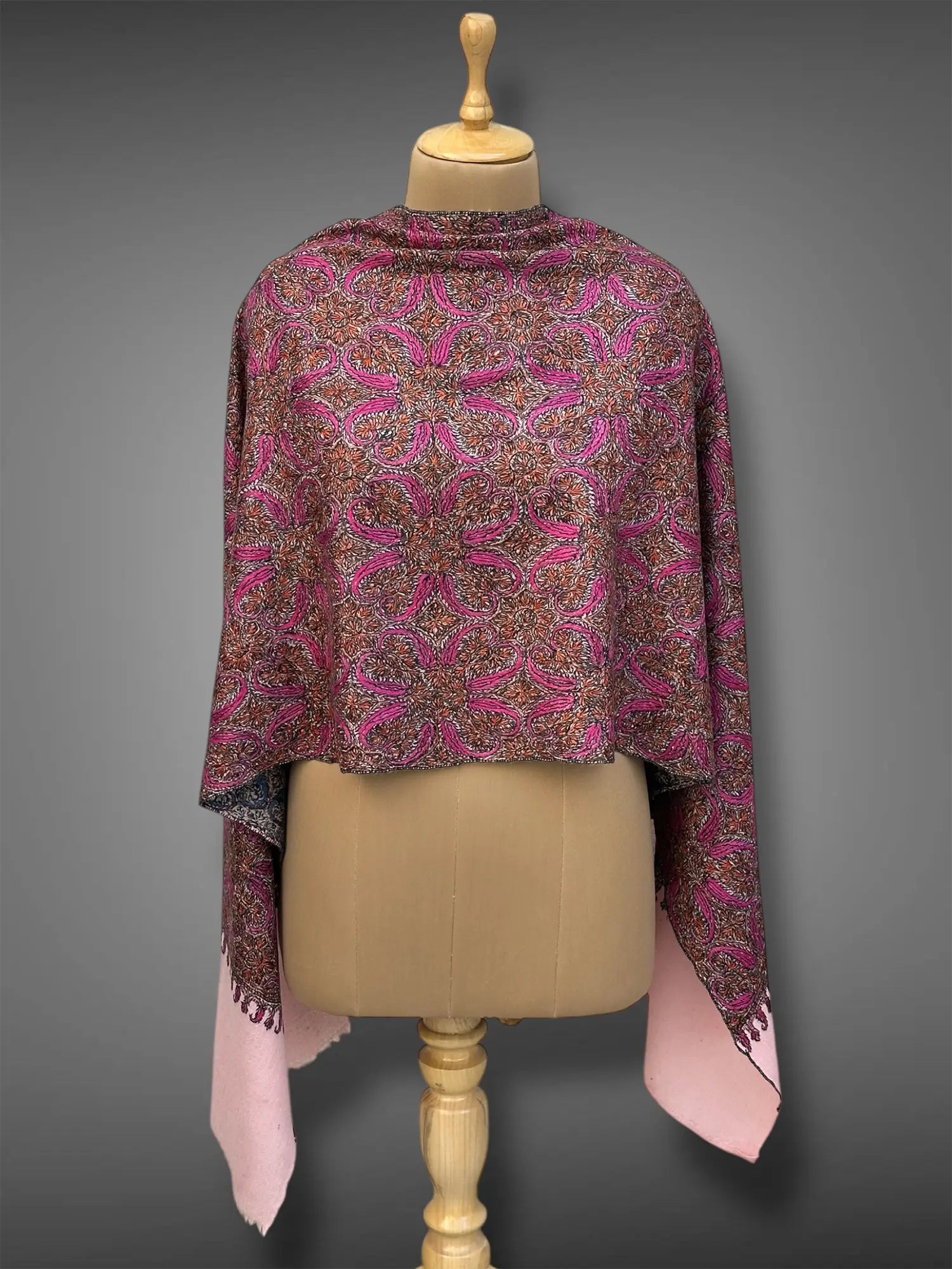 aksi Jama pashmina kashmiri natural white stole,  front full