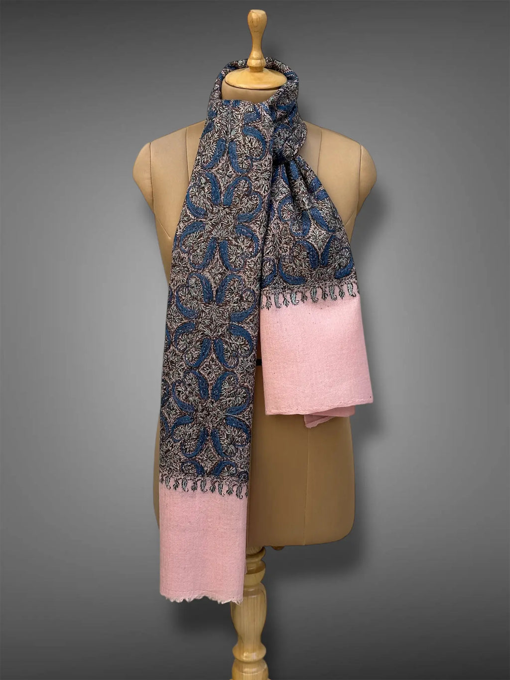 aksi Jama pashmina kashmiri natural white stole,  muffler back full