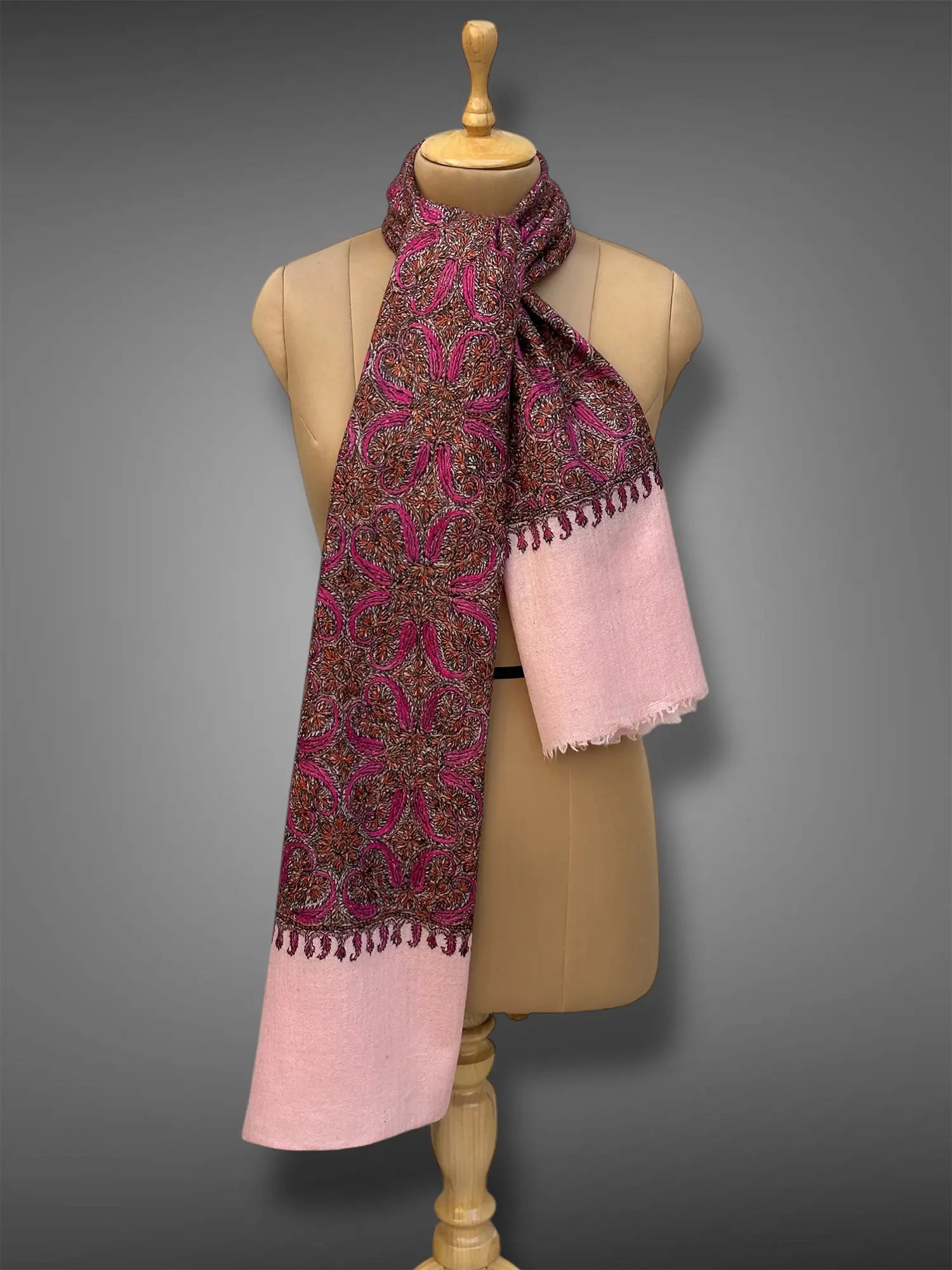 aksi Jama pashmina kashmiri natural white stole,  muffler front full