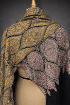 aksi Jama pashmina kashmiri rich black stole,  both side close up
