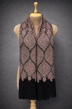 aksi Jama pashmina kashmiri rich black stole,  back full