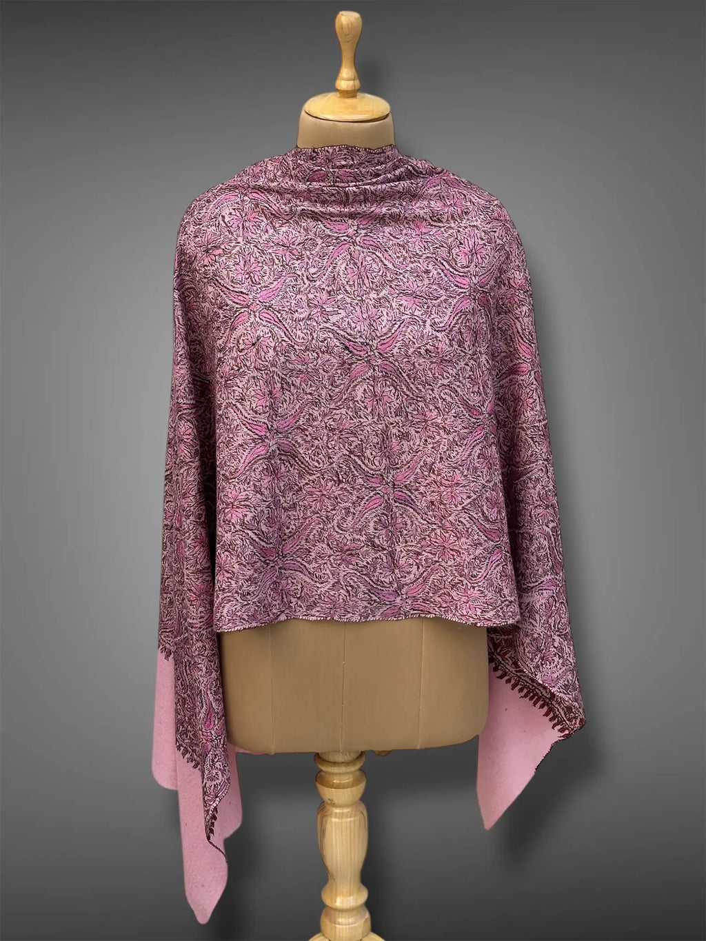 aksi Jama pashmina kashmiri royal pink stole,  back full