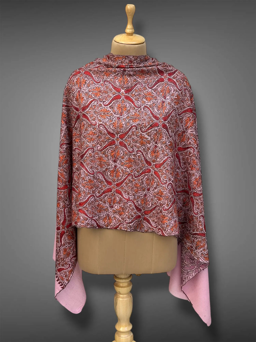 aksi Jama pashmina kashmiri royal pink stole,  front full