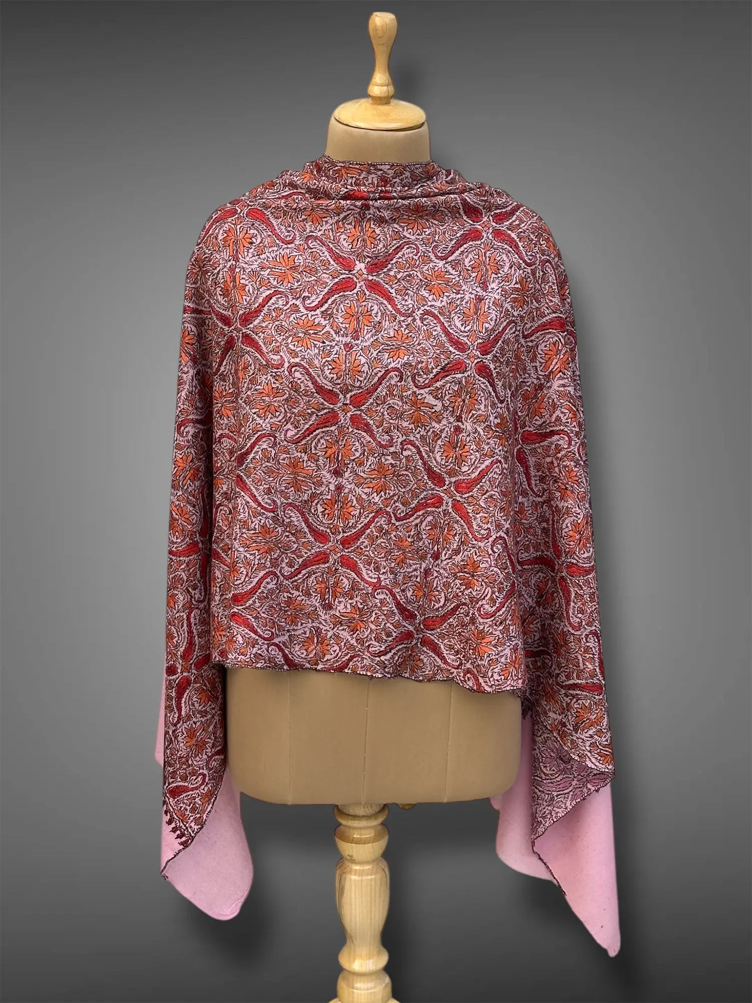 aksi Jama pashmina kashmiri royal pink stole,  front full
