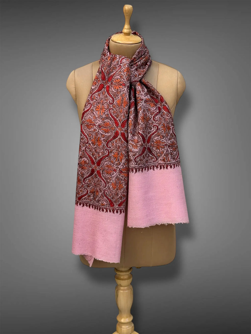 aksi Jama pashmina kashmiri royal pink stole,  muffler front full