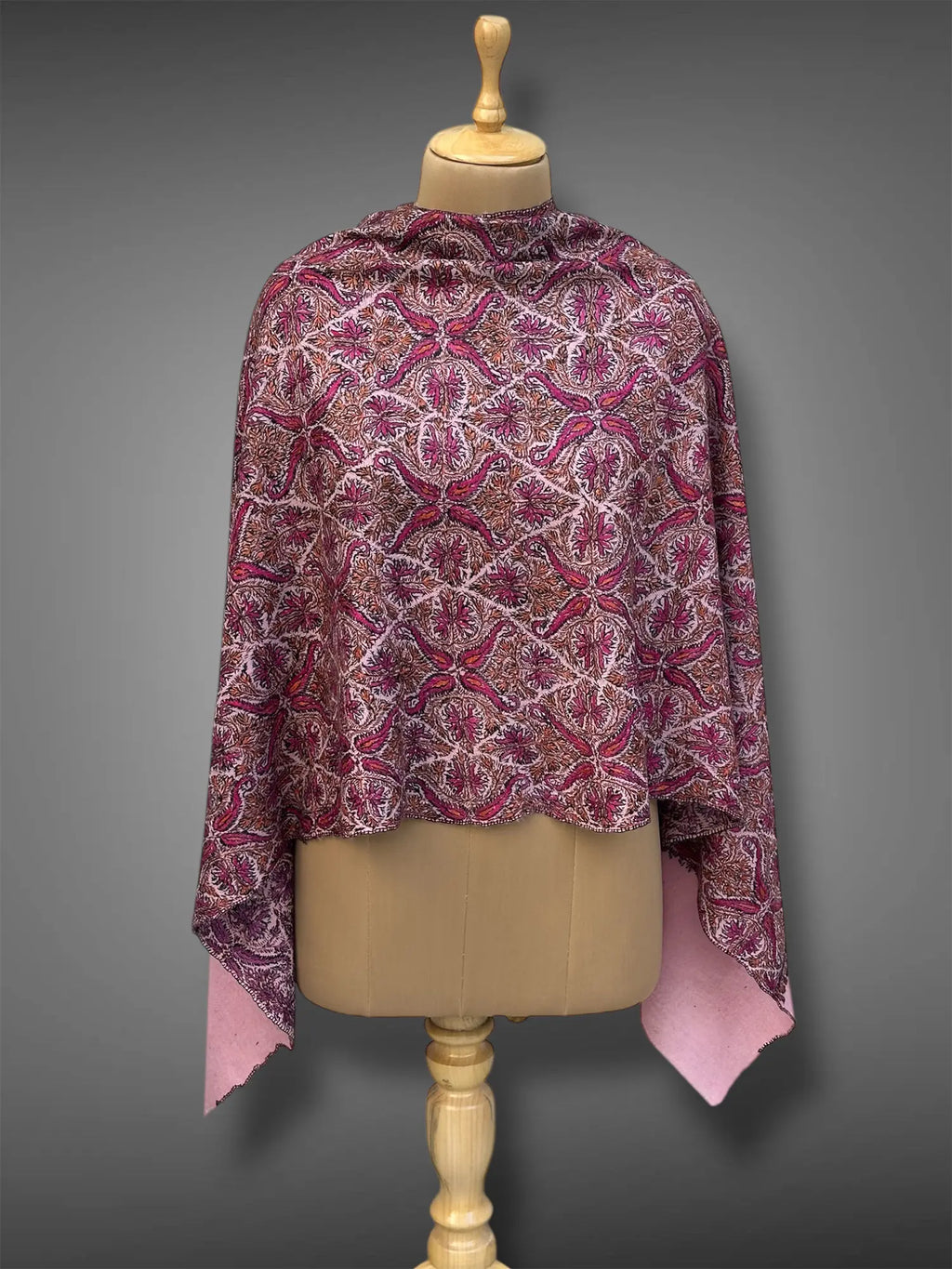 aksi Jama pashmina kashmiri royal pink stole,  back full
