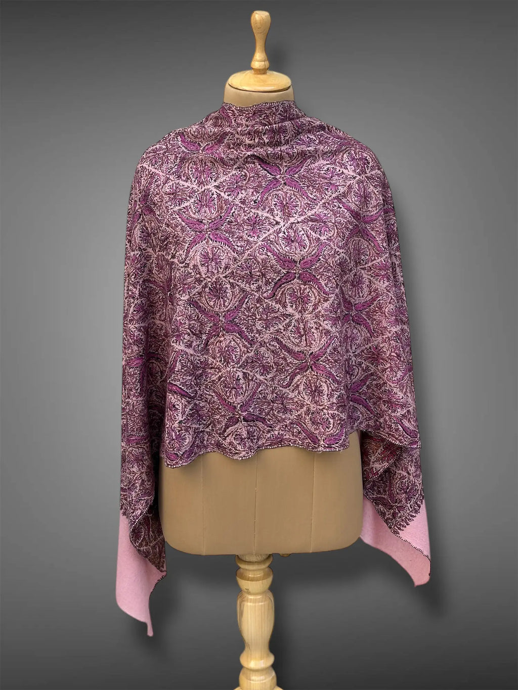 aksi Jama pashmina kashmiri royal pink stole,  front full