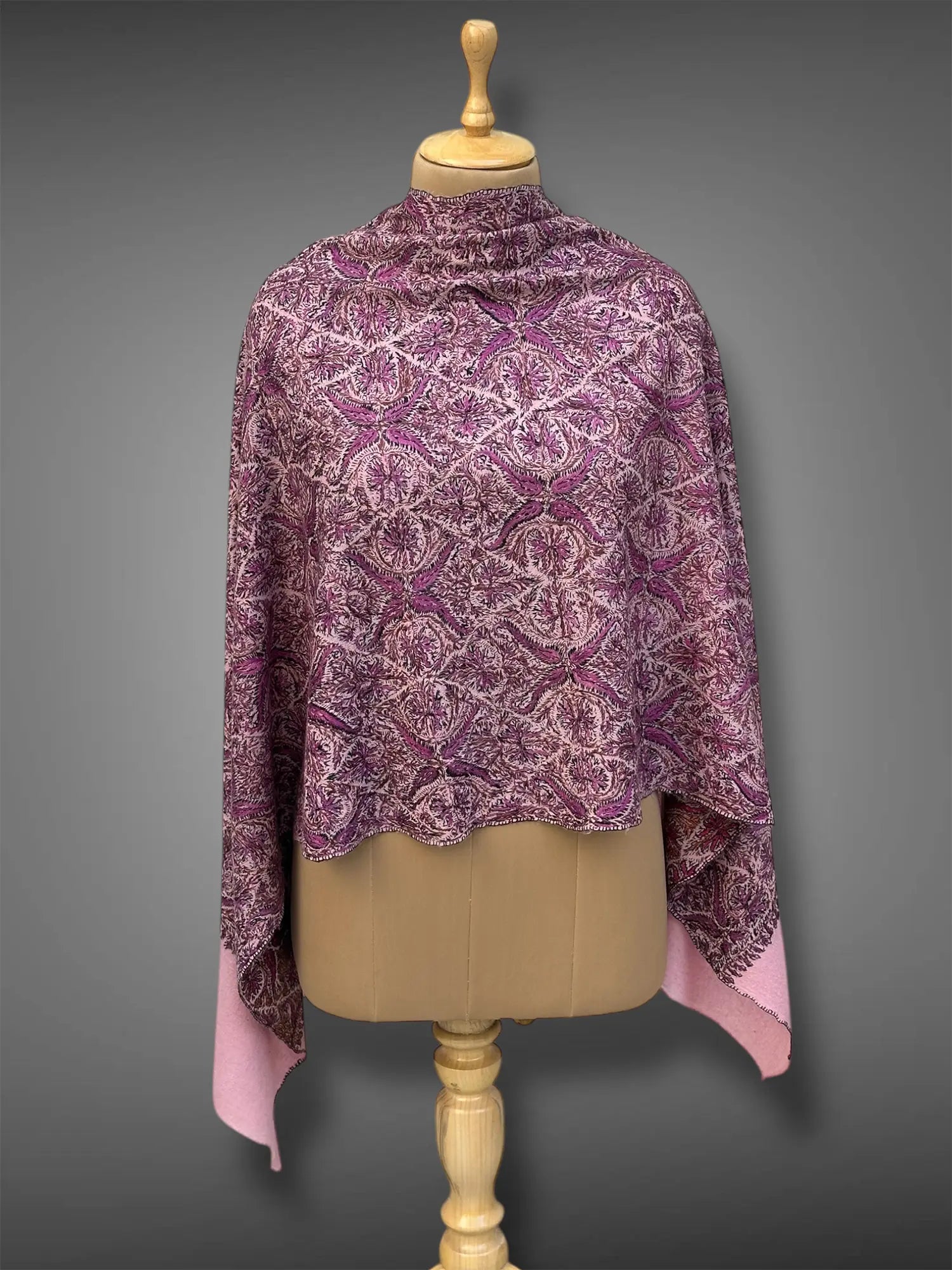 aksi Jama pashmina kashmiri royal pink stole,  front full