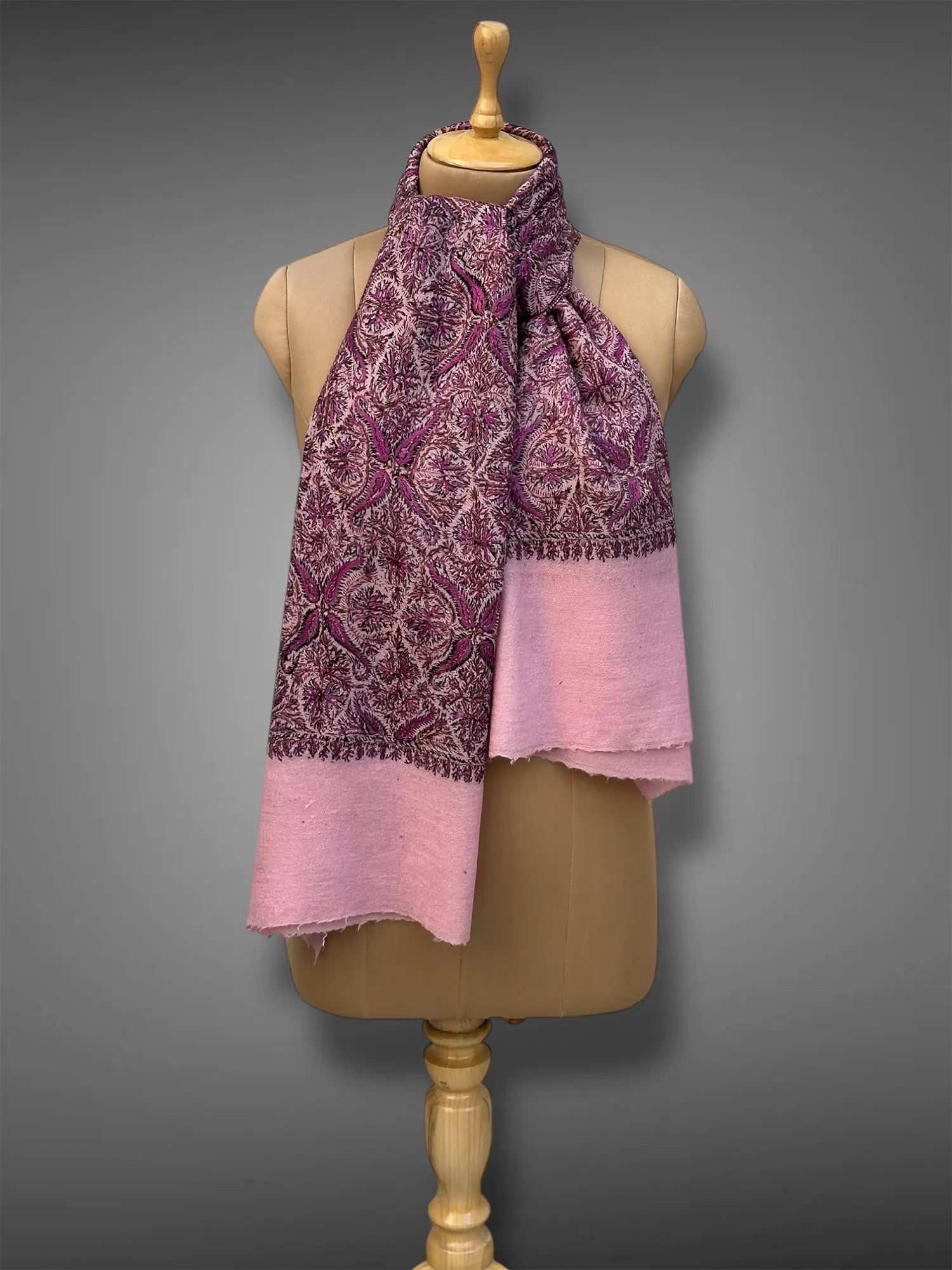 aksi Jama pashmina kashmiri royal pink stole,  muffler front full
